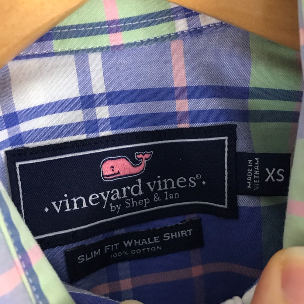 Vineyard Vines Slim Fit Whale Shirt Plaid XS Blue - Picture 4 of 6